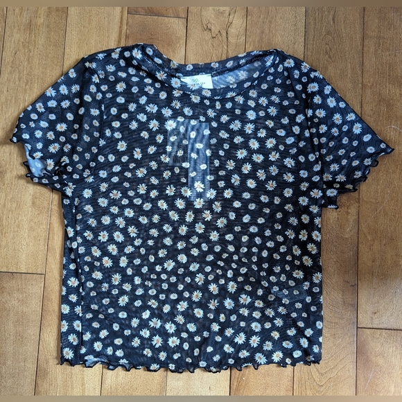 Sheer Sunflower Cropped T-Shirt - Live in the Moment - Picture 1 of 5